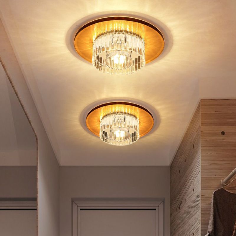 Contemporary Round Ceiling Flush Mount Crystal Corridor LED Flush Mount Lighting