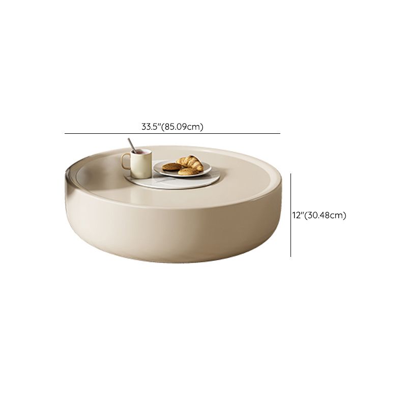 Contemporary Round White Cocktail Table 1 Drawer Drum Coffee Table Set
