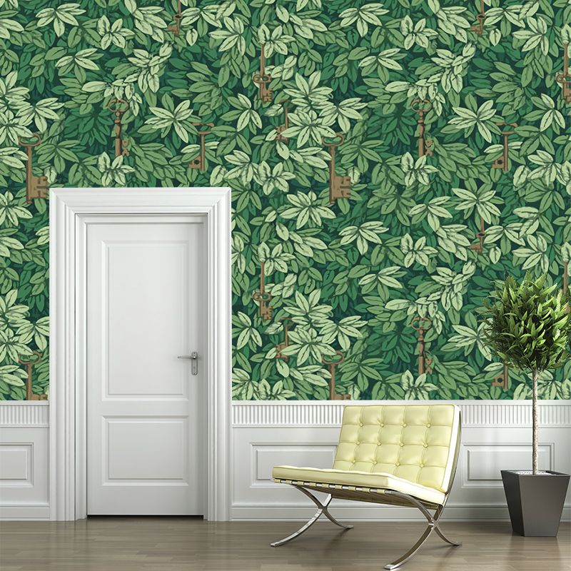 Green Botanix Murals Wallpaper Leaves Modern Moisture Resistant Wall Covering for Home
