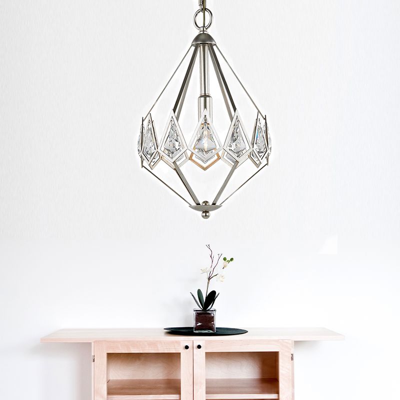 Nickel Tapered Chandelier Nordic Metal 1/3 Bulbs Pendant Light Fixture for Living Room