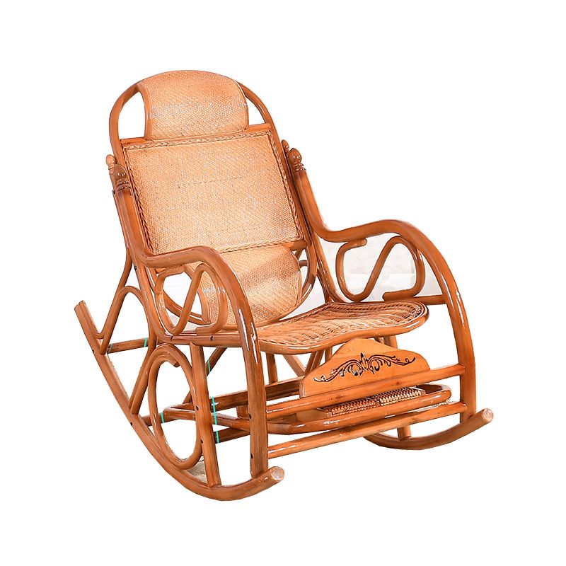 Traditional Rocking Chair Rattan Frame Spindle Backrest Indoor Rocking Chair