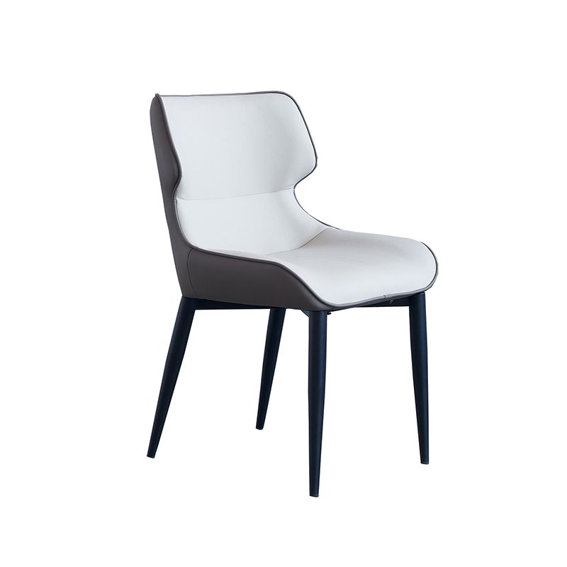 Silla de comedor tapizada de metal con respaldo industrial para interiores (juego de 2)