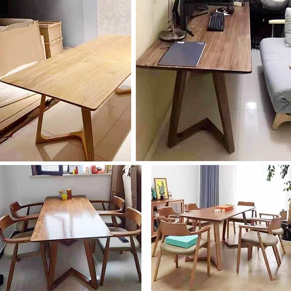 Contemporary Kitchen Standard Dining Table Solid Wood Rectangle Dining Table in Brown