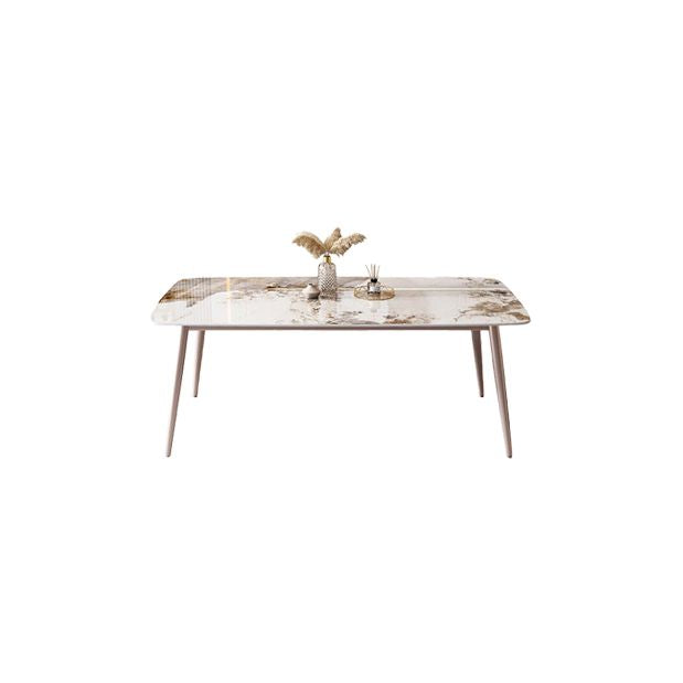 Modern White Stone Rectangular Kitchen Dining Table for Dining Hall