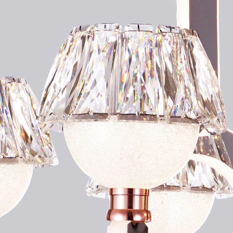 Conical Chandelier Lighting Crystal 6 Lights Bedroom Hanging Lamp in Chrome