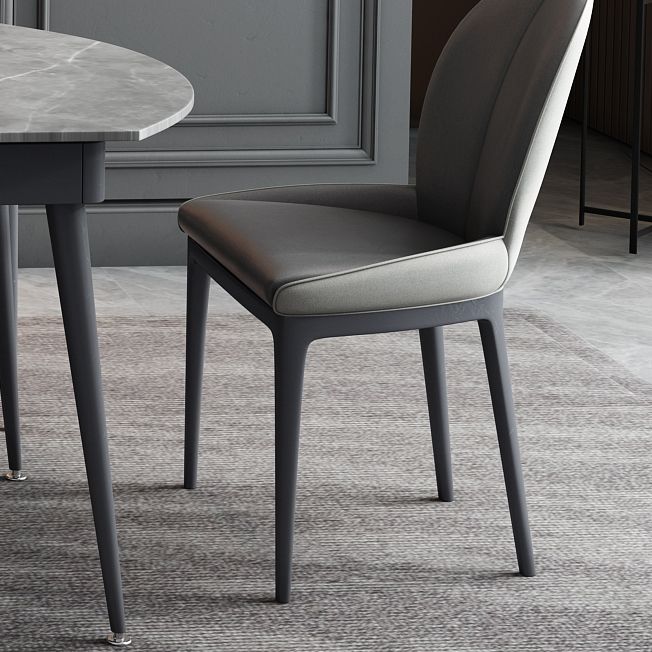 Modern Style Gray Dining Table Sintered Stone Table with 4 Legs for Kitchen