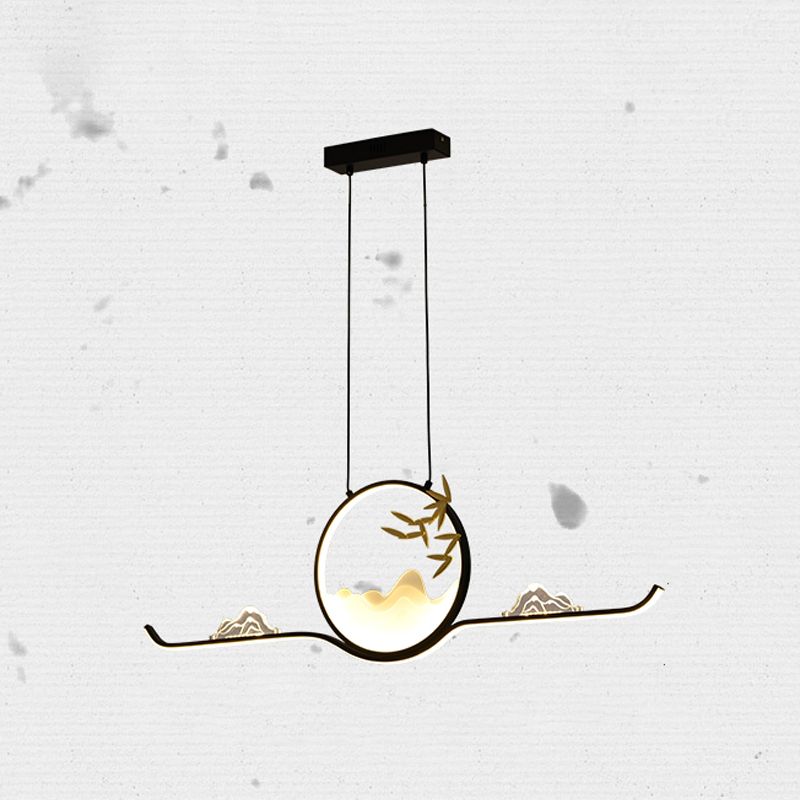 Modern LED Island Lighting Circle Metal Chandelier Light Fixture for Dining Room