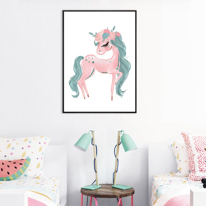 Toile imprimée d'animaux d'art pour enfants, décoration murale texturée de couleur douce pour chambre d'enfants