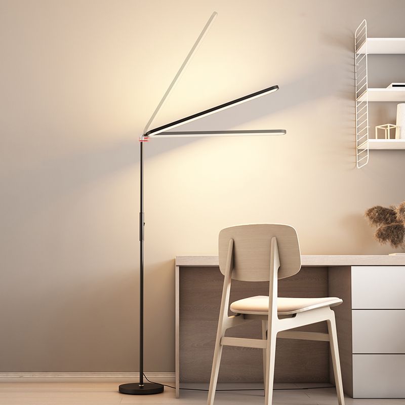 Linear Shape Metal Floor Lamp Modern 1 Light Floor Light for Living Room