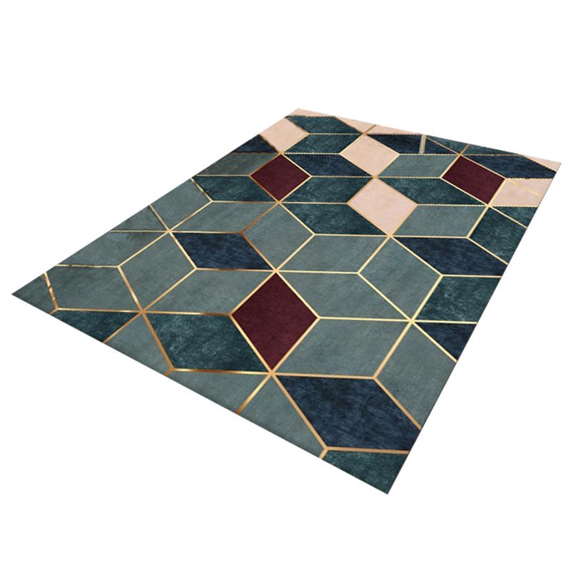 Gold Modern Carpet Geometry Polyester Carpet Washable Carpet for Living Room