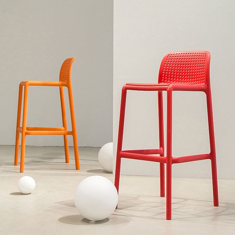 Contemporary PP Bar and Counter Stool Low Back Stool with 4 Legs
