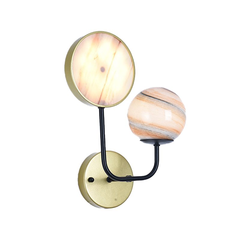 Minimaliste Boule et tambour Glue Light Planet Verre 2 LICTES MOUR MUR MELLEMENT LAMPE EN GOL AVEC ARMLE PLUDE