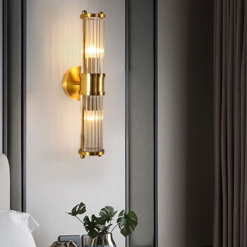 Modern Style Cylinder Shape Wall Sconce Crystal Sconces for Bedroom