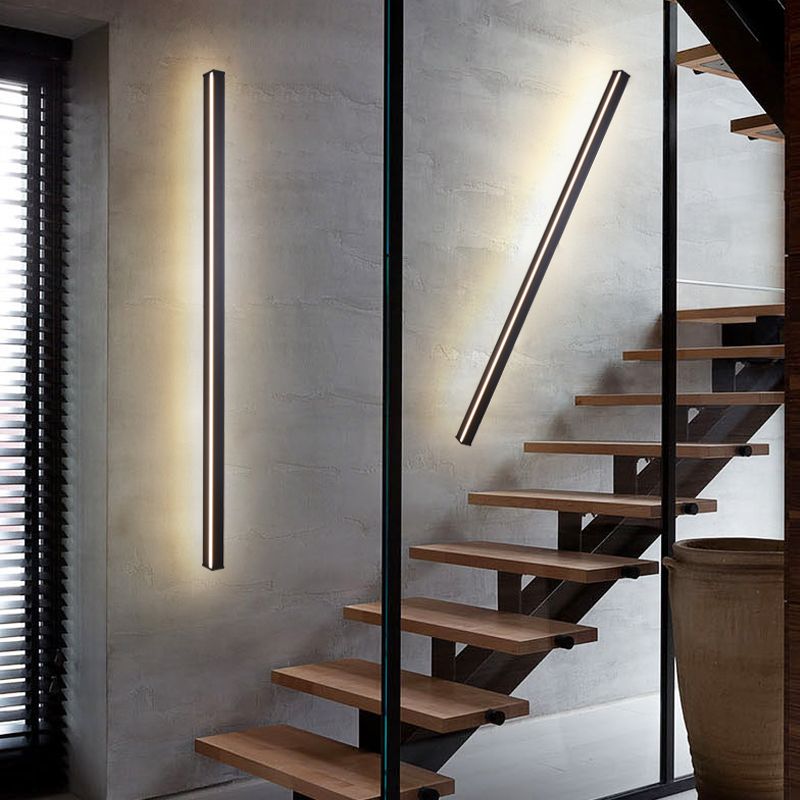Linearer Schatten Metall Wandleuchter moderner Stil 1-Licht-Wandmontage Leuchte in Schwarz