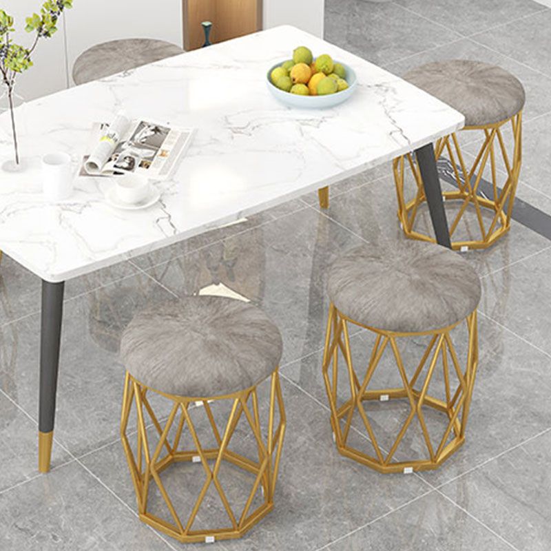 Solid Color Flannel Standard Stool Modern Style Simple Round Cushion Stool