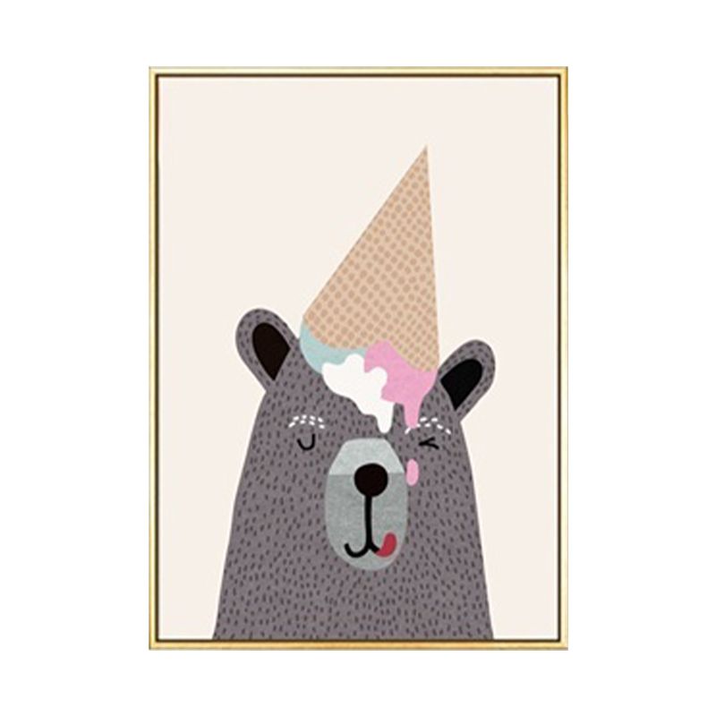 Kids Illustration Bear Canvas Print Soft Color Nursery Wall Art, Multiple Size Options