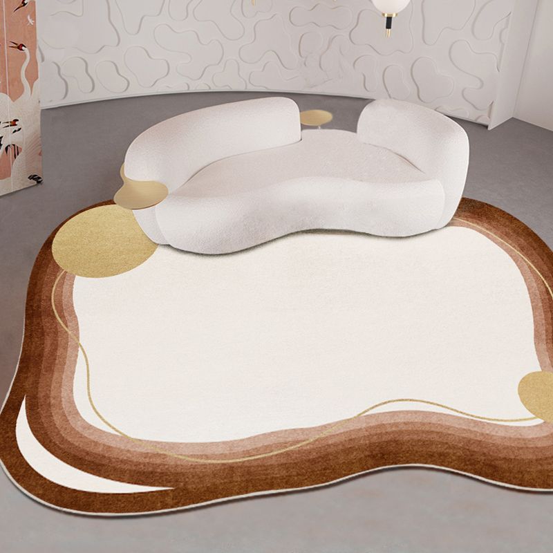 White Minimalist Area Carpet Polyester Abstract Carpet Non-Split Indoor Rug for Home Decoration