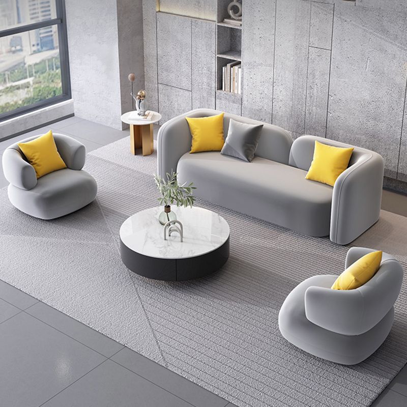 Velvet Gray Armless Sofa Contemporary Standard Sofa with Tight Back