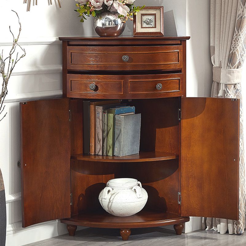 Mid-century Modern 1- Door Wooden Cabinet Rectangle Accent Cabinet with 2-Drawer