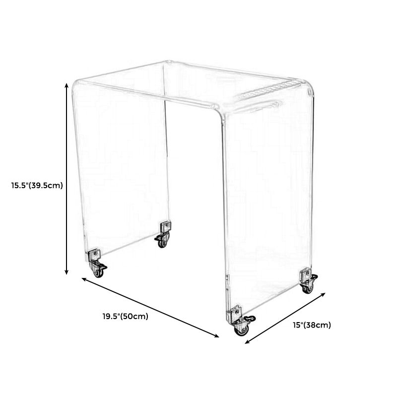 Sled 1 Single Coffee Table Clear Acrylic Cocktail Table with Casters
