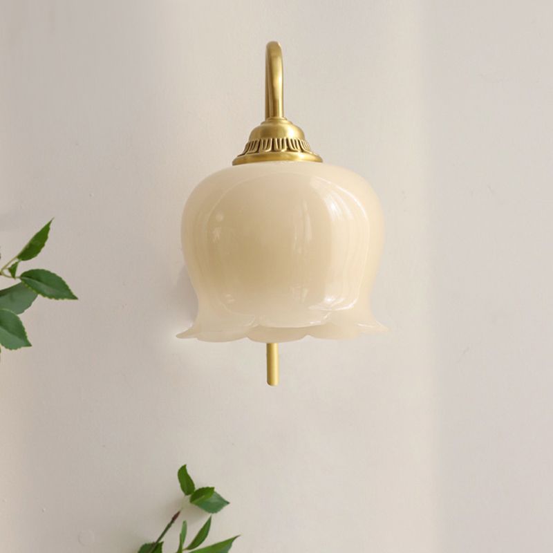 Single Golden Wall Mounted Sconce Modernism Glass Shaded Wall Light for Foyer