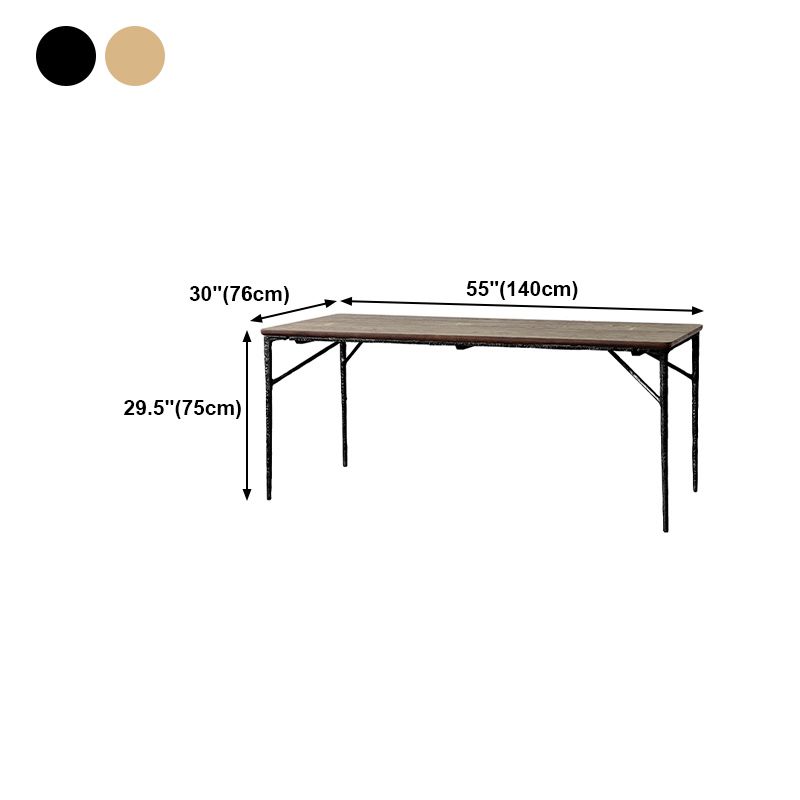 Luxury Oak Wood Table for Restaurant Rectangle Dining Table with Metal 4 Legs