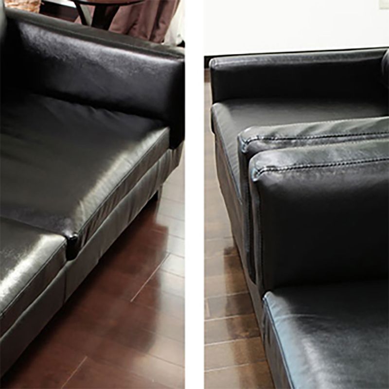 Faux Leather Sofa Modern 25.98" H Cushions Couch in Black/Brown