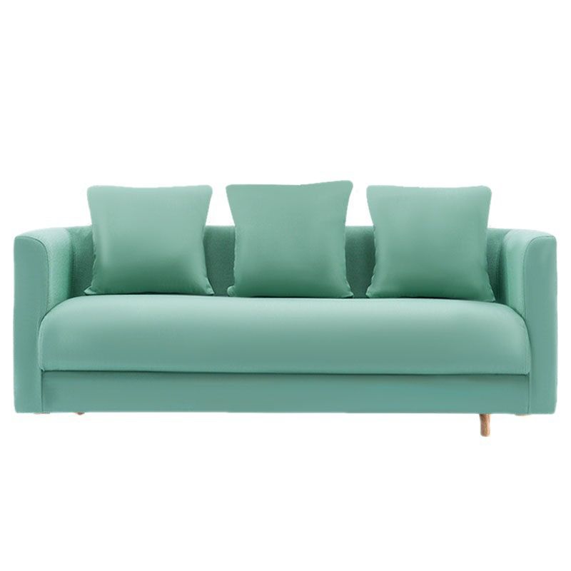 Contemporary Sofa with 3 Pillows Standard Square Arm Stationary Sofa