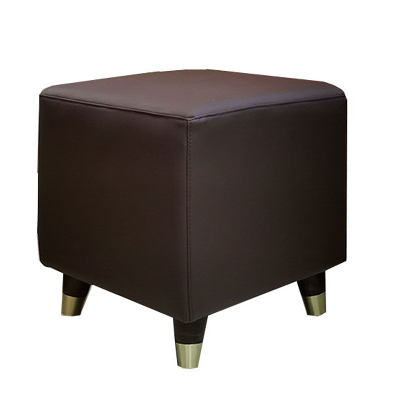 Contemporary Square Ottoman Leather Foot Stool with Legs for Home