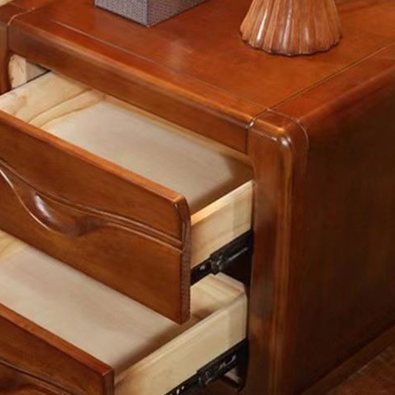 Solid Wood Nightstand Modern 2-drawer Bedside Cabinet for Living Room