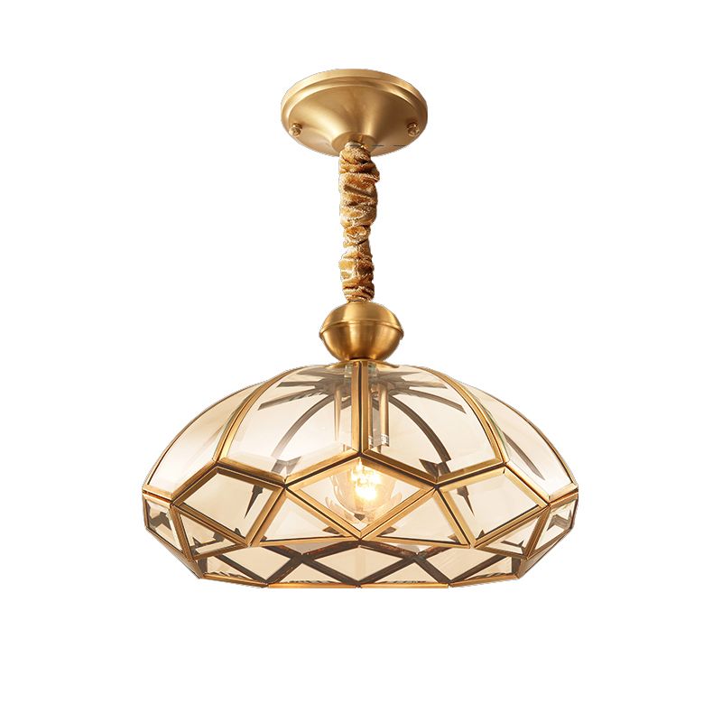Gold Single-Bulb Ceiling Light Simplicity Metal Geometric Shaped Hanging Pendant Light