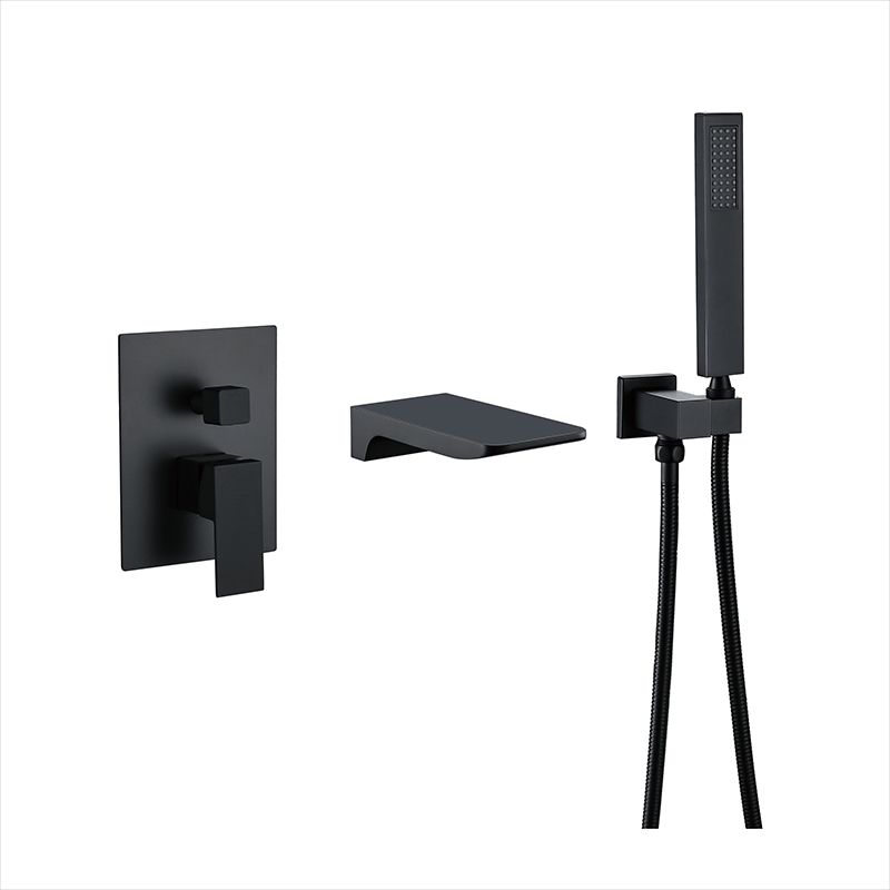 Modern Wall Mounted Metal Tub Filler Low Arc Bathroom Faucet