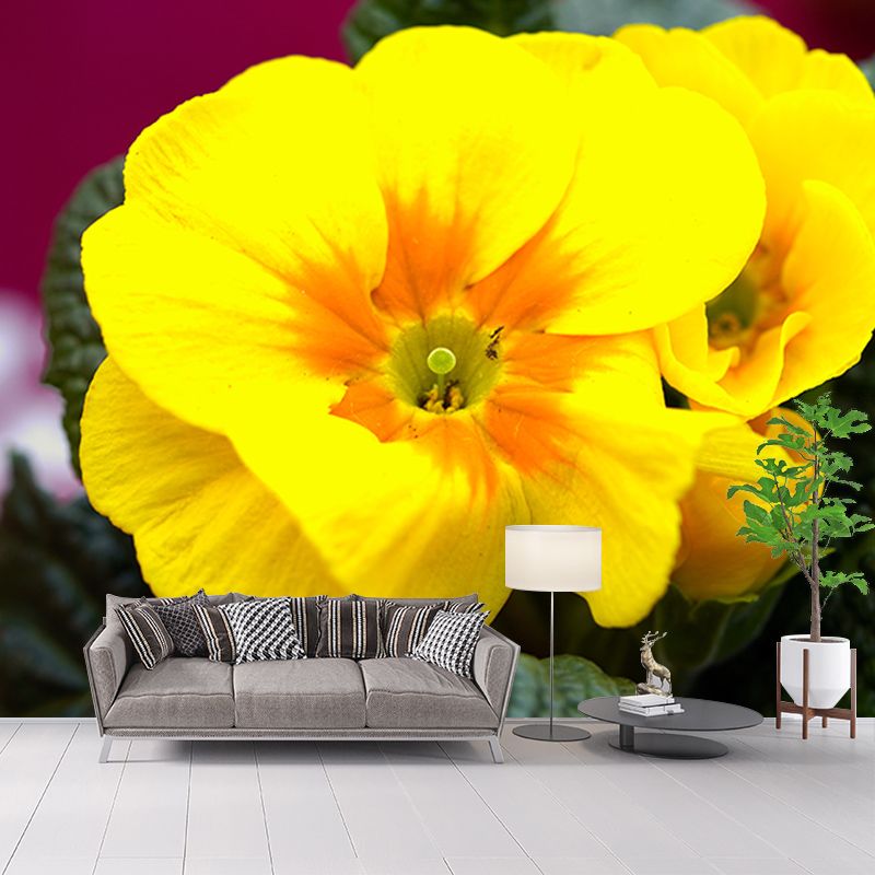 Yellow Flower Mural Wallpaper Bedroom Decorative Wall Art, Personalized Size