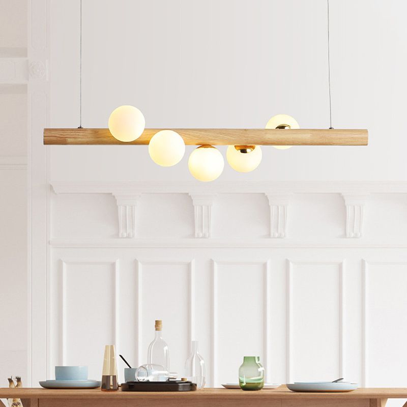 5/7-Light Wood Ceiling Light Industrial Kitchen Island Lighting for Room