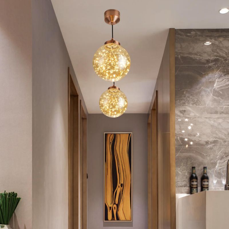 Starry Ceiling Pendant Light Minimalist LED Glass Hanging Light Fixture for Living Room