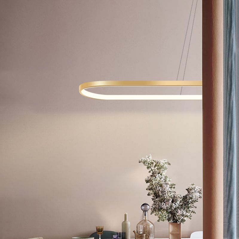 Nordic Light Luxury Simple Contemporary Style LED Island Chandelier Light in Gold for Dining Room