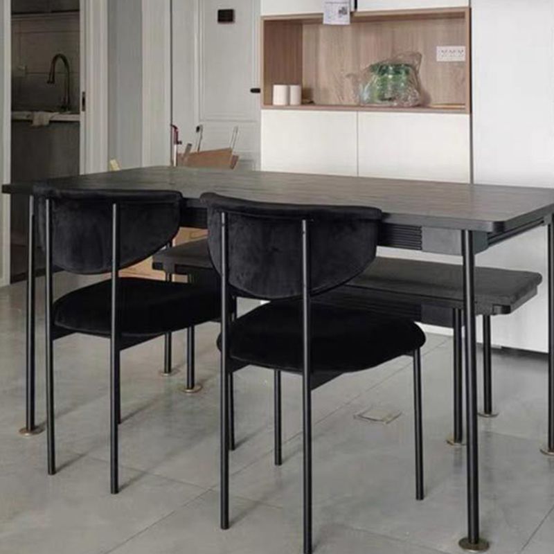 Modern Black Kitchen Dining Side Chair Upholstered Opening Back Dining Side Chair