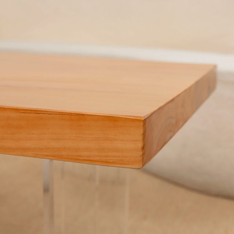 Scandinavian Natural Rectangle Coffee Table with Acrylic Base and Solid Wood Top