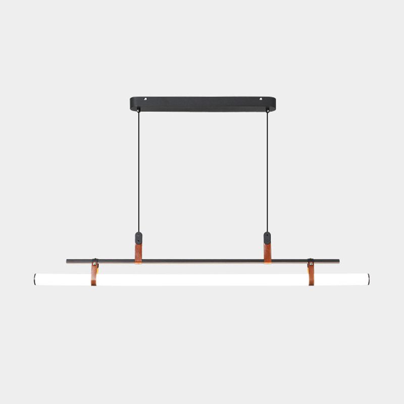 Modern Metal Island Lights Linear 1-Light Restaurant LED Hanging Lamp with Acrylic Shade
