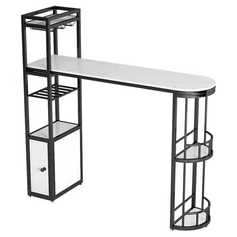 Faux Marble Top Bar Table Specialty Contemporary Style Pub Table for Breakroom