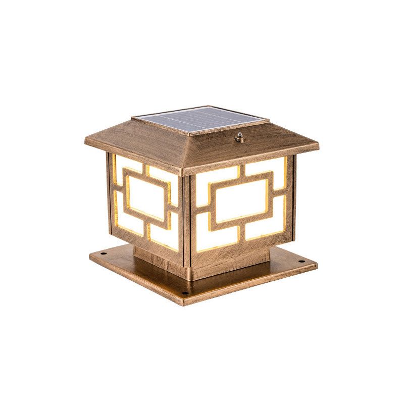 Classic Rectangular Landscape Lamp Single-Bulb Acrylic Pier Mount Light for Courtyard