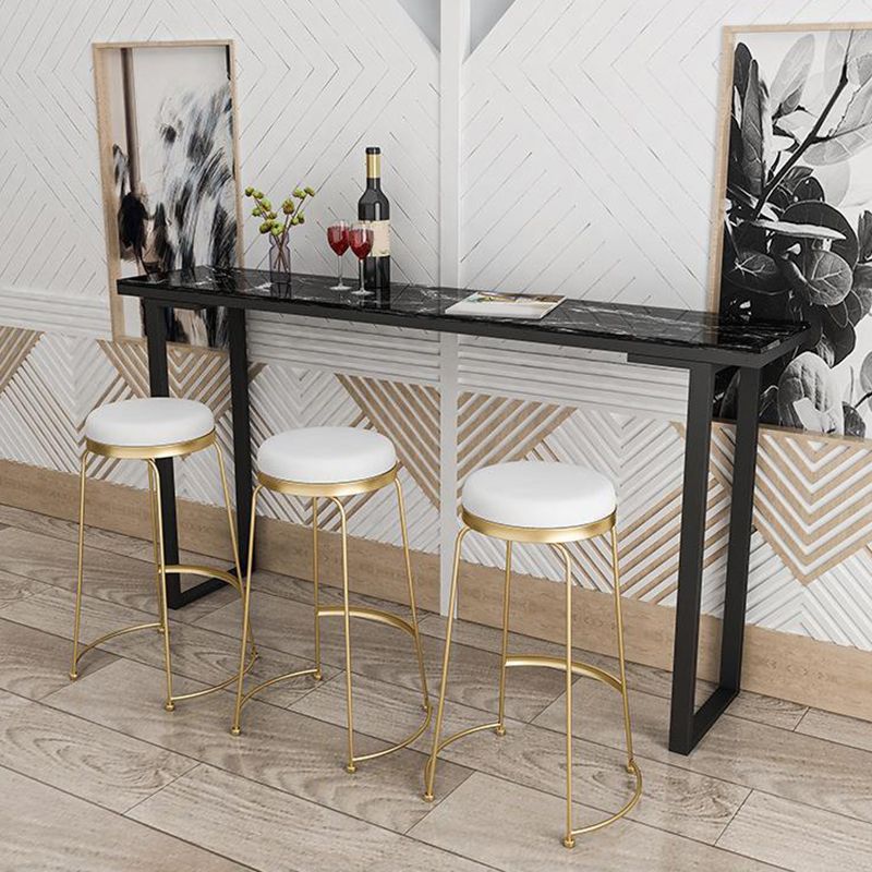 Modern Faux Marble Bistro Bar Table Rectangle Metal Base Bar Table