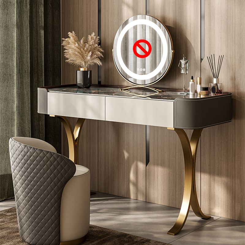 Makeup Vanity Table With Drawer and White Stool Set for Bedroom