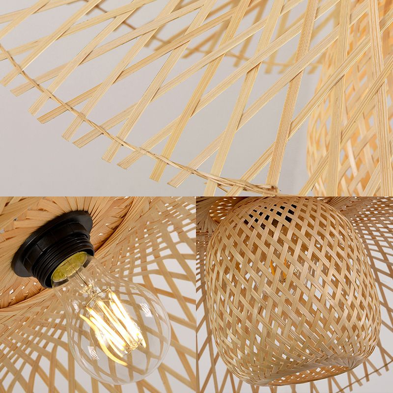 Twist Suspension Pendellicht Light Asia Bambus Restaurant Hanging Deckenleuchte in Beige