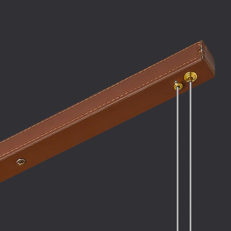 Modern Leather Island Lamp Rectangle 1-Light Restaurant Pendant Light with Acrylic Shade