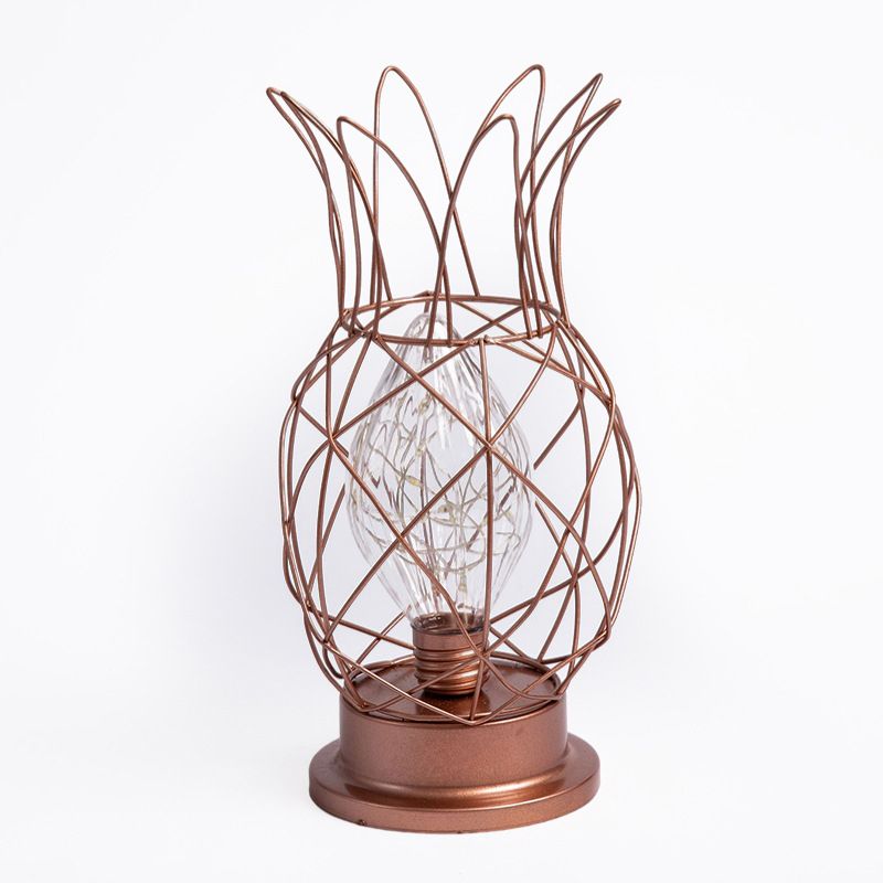 Macaron Lampada da letto a forma di ananas a forma di ananas lampada da letto a 1 luci con design a gabbia