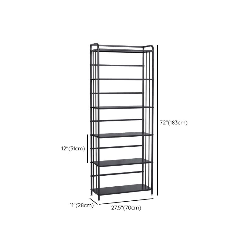 Contemporary Metal Bookshelf Black Etagere Shelf Bookcase for Study Room