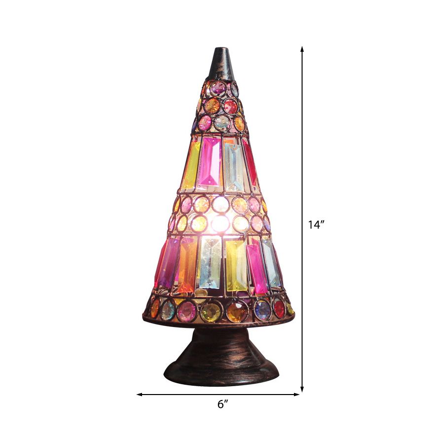 Lampada da tavolo trapezoidale sottile multicolore Lampada da tavolo in vetro marocchino a 1 luce in rosa per hotel