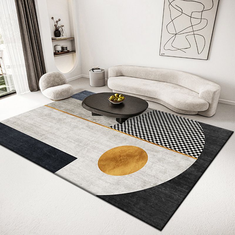 Light Modern Carpet Polyester Color Block Carpet Stain Resistant Carpet for Living Room