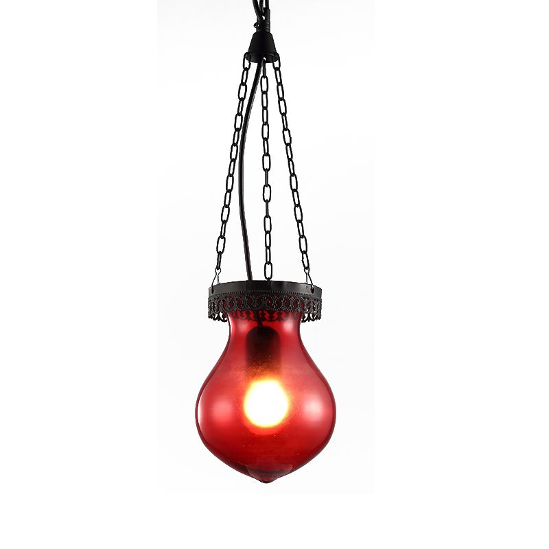 Traditionnaire Jar Plafond lampe rouge / jaune / verre bleu 1/6 têtes Légard de plafond pour restaurant